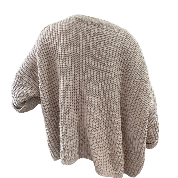 Pol Woman’s Beige Chunky Knit Pullover Oversized Soft pocket Sweater Size Large - Picture 9 of 13